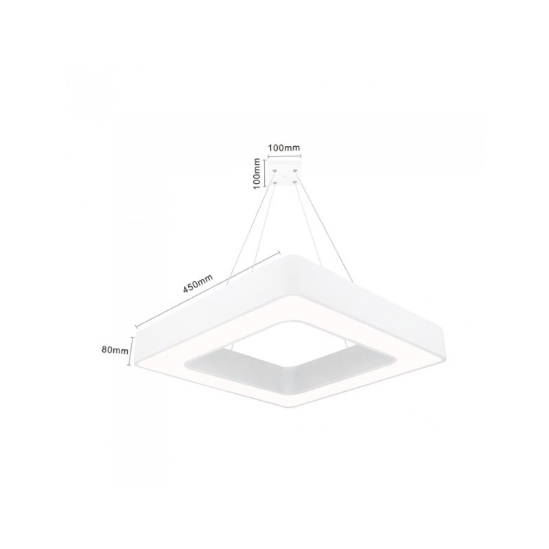 pendente led otan quadrado 3000k 36w bivolt 45x45cm metal branco nordecor 2259 002