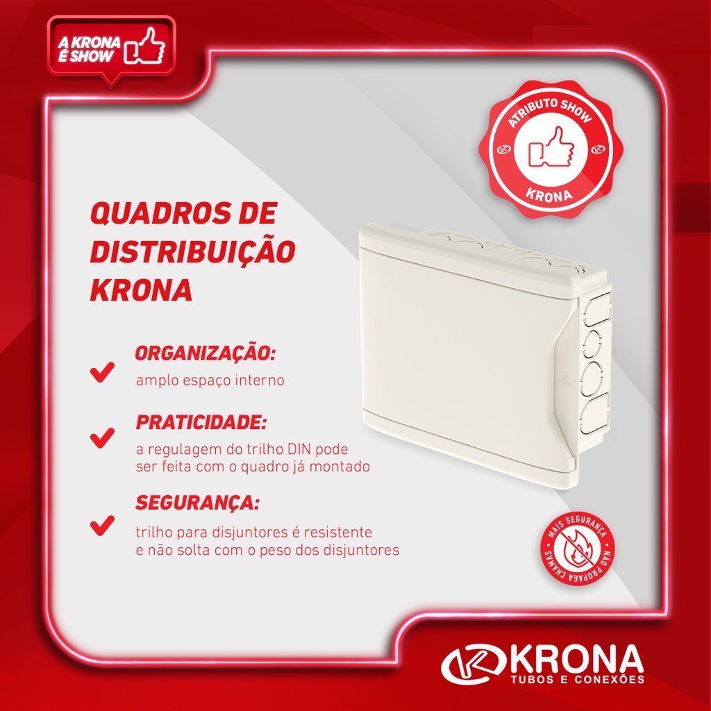 Quadro de Disjuntores 24D/18N Sobrepor s/Barramento - Krona