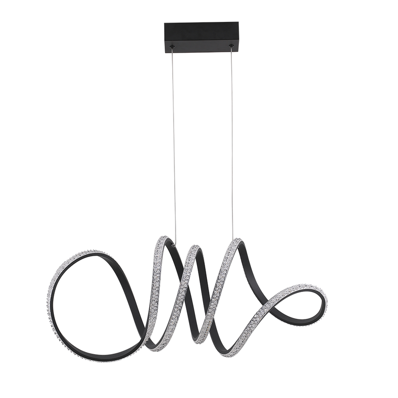 Pendente Led Lire Cristal 58w 3000k Preto - Nordecor LOJALUZDOMUNDO