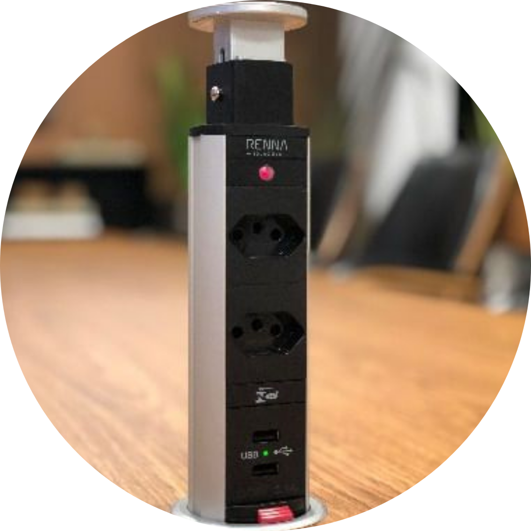 Torre de Tomadas para Bancada com 2 Tomadas + 2 USB - Pix - LOJALUZDOMUNDO