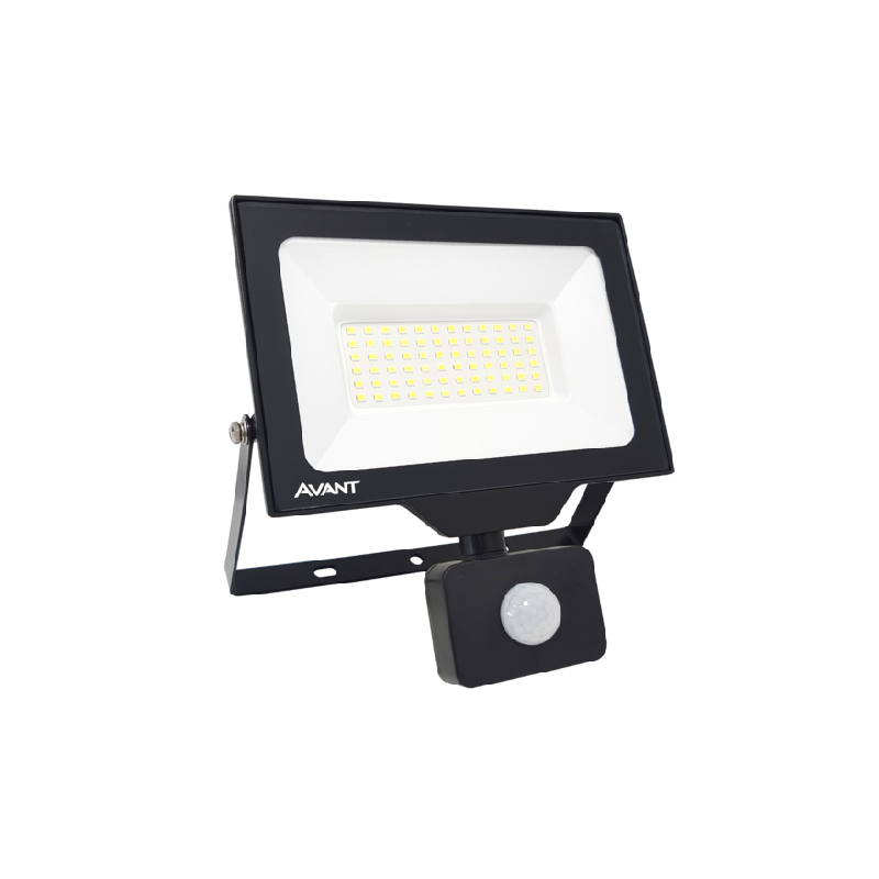 01 refletor com sensor de presenca 50w preto bivolt avant